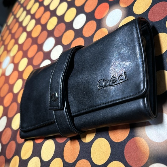 Checi black snap button closure fold out wallet - Picture 3 of 12